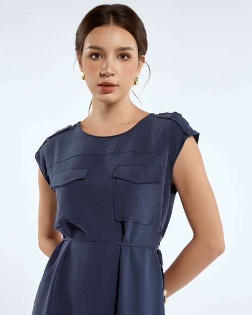 SIXDO G-Navy Khaki Loose Dress